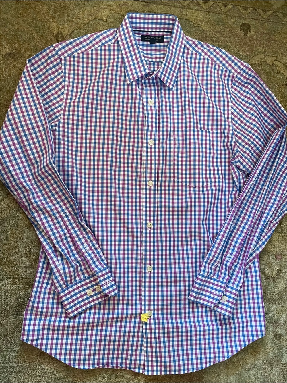 Banana Republic Blue and Purple Check Button-Up Dress Shirt
